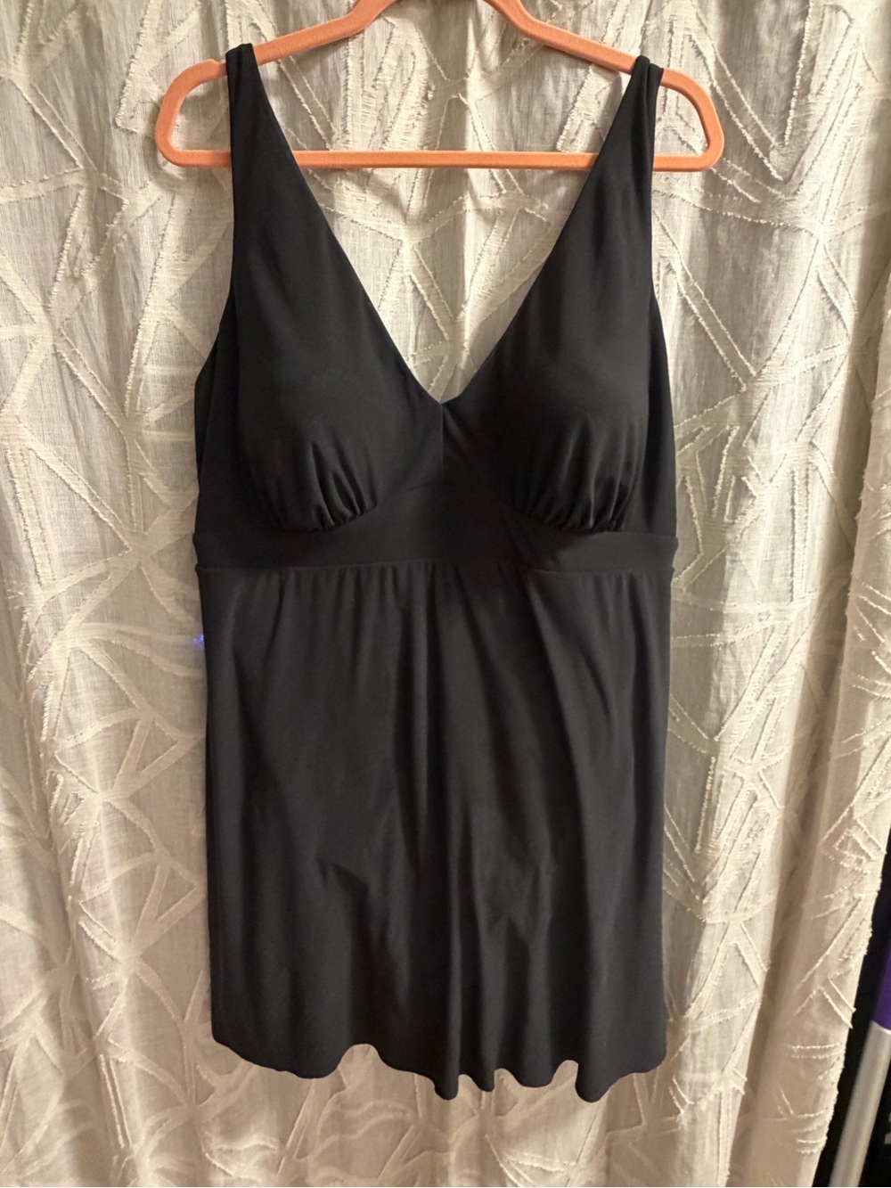 Aqua Green Black V-Neck Swimdress with Wide Straps